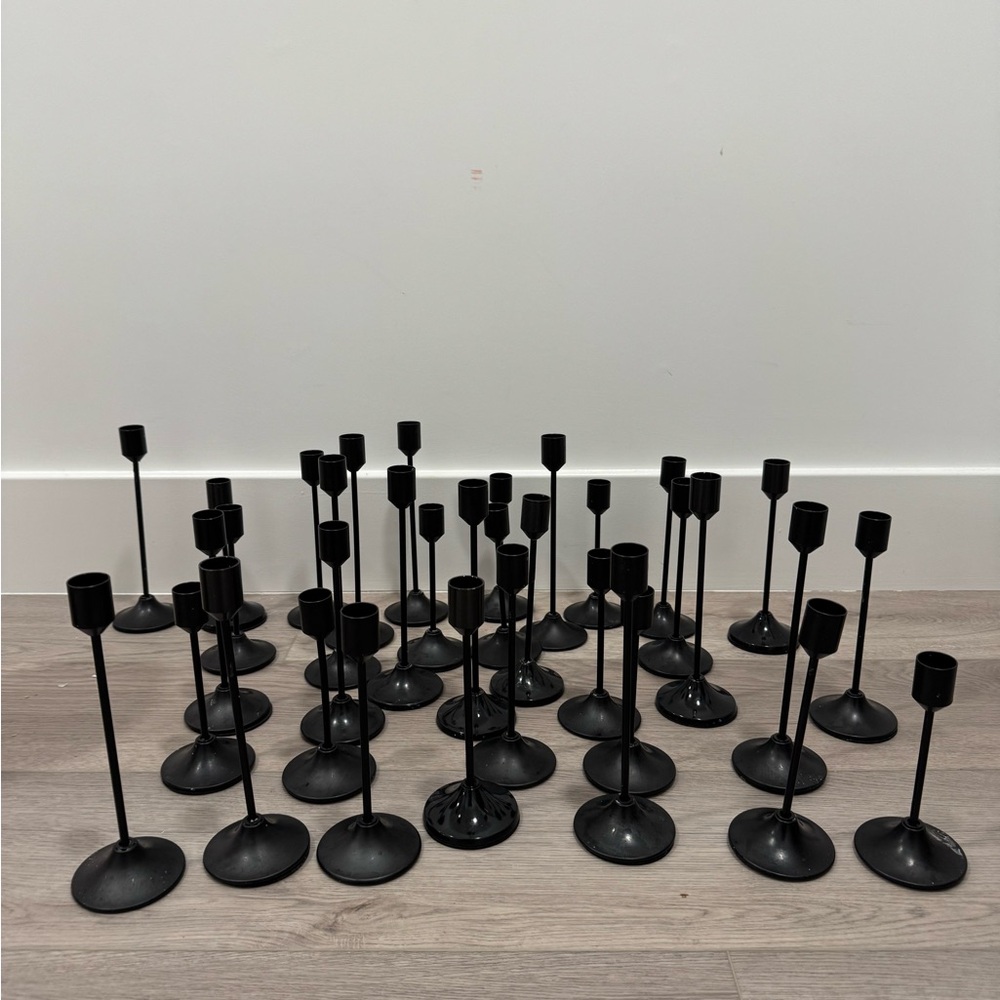 36 Black Taper Candles